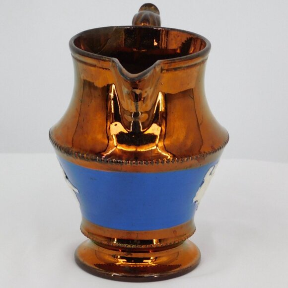 Antique Victorian Staffordshire Pottery Copper Lusterware Jug Embossed Rose FLAW - Picture 4 of 13